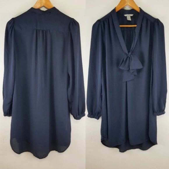 H&M Tops - 3/$30 H&M Tunic dress with neck tie Navy SZ 10